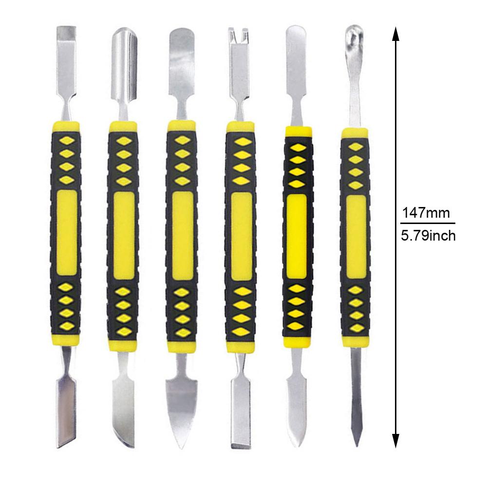 6 in 1 Mobile Phone Prying Tool Kit Dual End Metal Scraper Crowbar Heavy Duty Professional Smartphone Tablet Repair