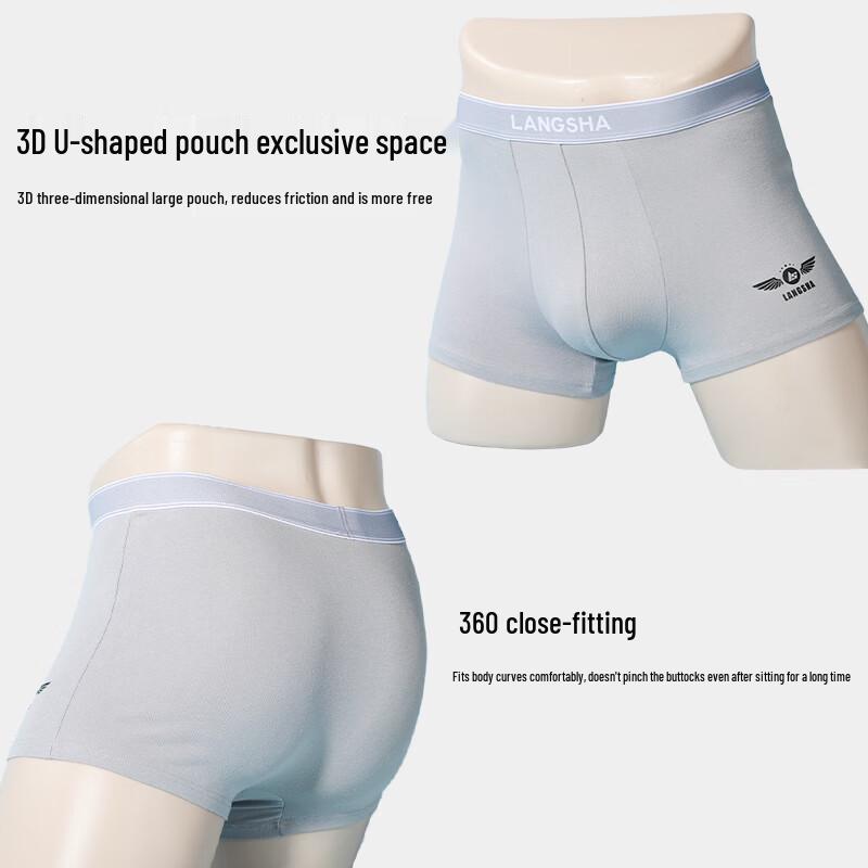 LANGSHA Men's Pure Cotton 10A Antibacterial Boxer Briefs 4-Pack
