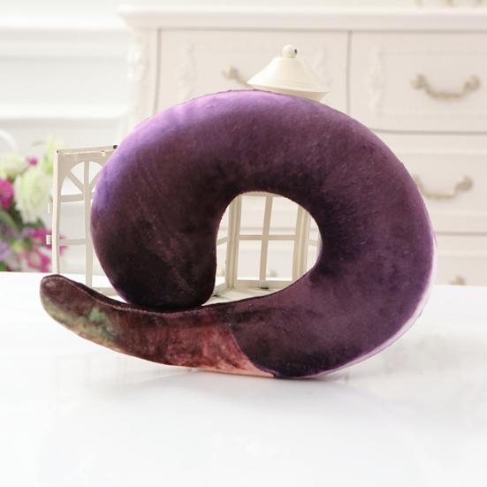 3D Shrimp Eggplant U Shaped Cushion Stuffed Plush Neck Travel Home Bed Toy