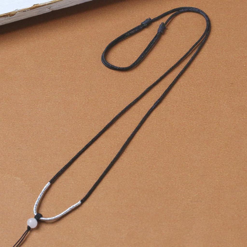 Colorful DIY Hand-Woven Hetian Jade Green Pendant Cord