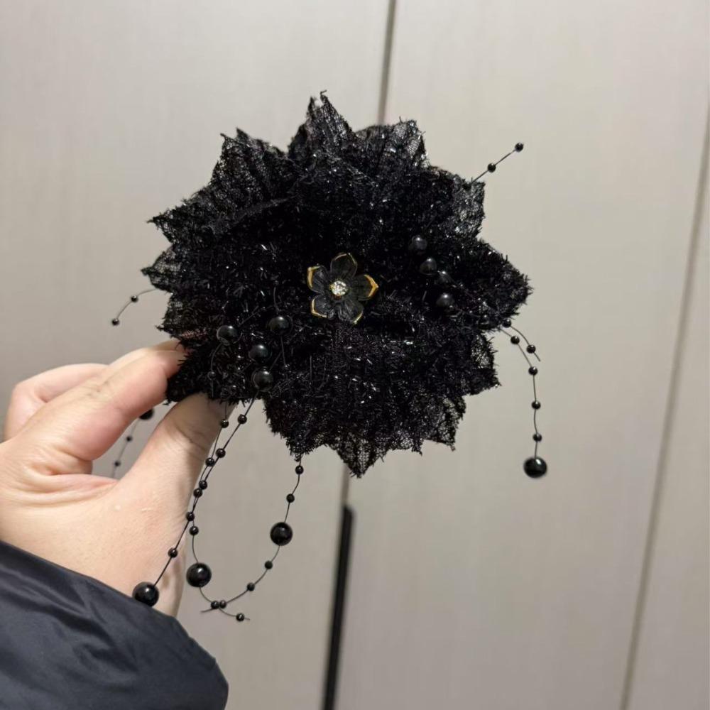 

Цветок Заколка для волос Бусина Кисточка Зажим-акула Новая Заколка для волос Аксессуары для волос чёрный