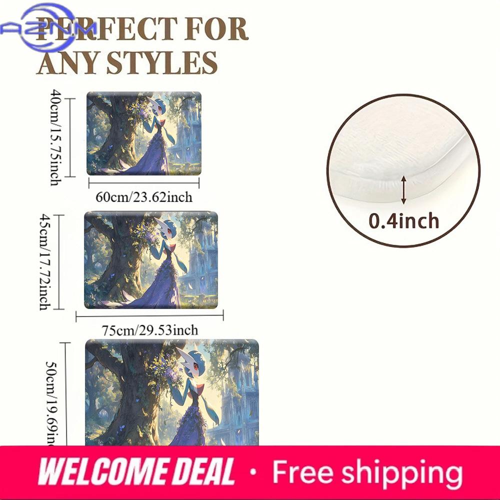 Fantasy Castle Garden Gardevoir With Flower Bouquet Soft Non Slip Absorbent Home Entryway Bathroom Decor Doormat Rug