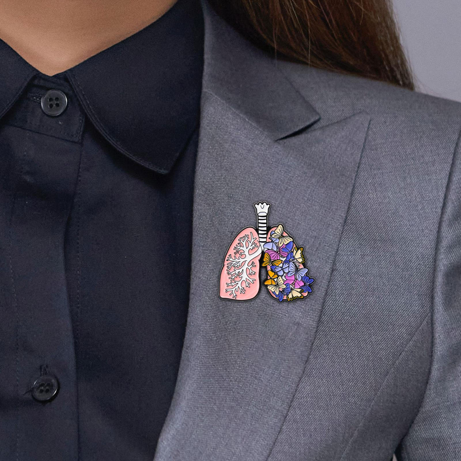 Human Organs Brooch Fashion Enamel Pin Decorative Masquerade Cosplay Props Metal Lapel Pins Jewelry butterfly  lung