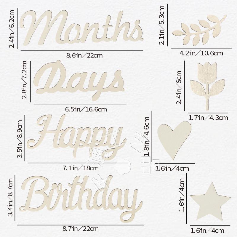 Wooden Baby Milestone Photo Props - English Numbers & Months