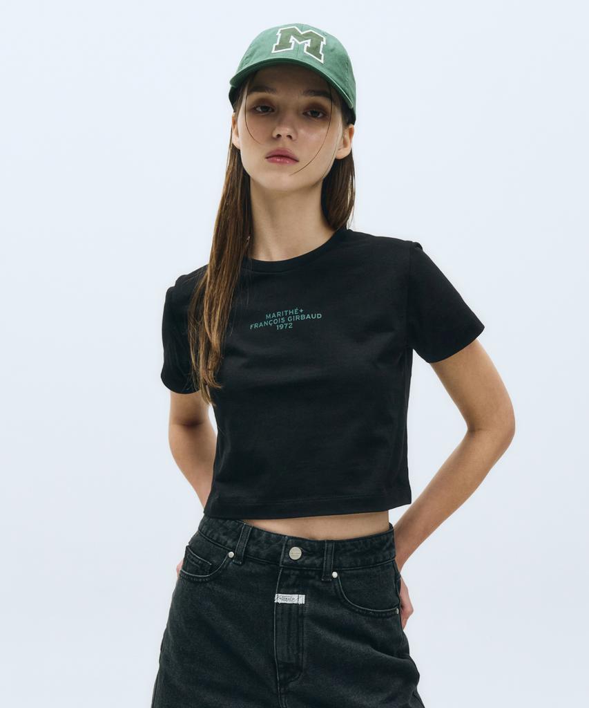 Malittepeulangsowajeobeo W Lettering Crop Tee Black