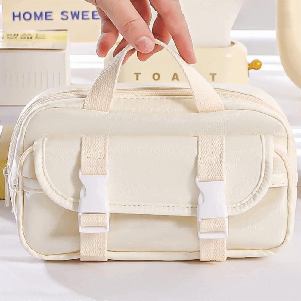 

Japanese Toast Shape Handbag Magnetic Stationery Organizer Box Large Capacity Pen Case Kids Gift бежевий