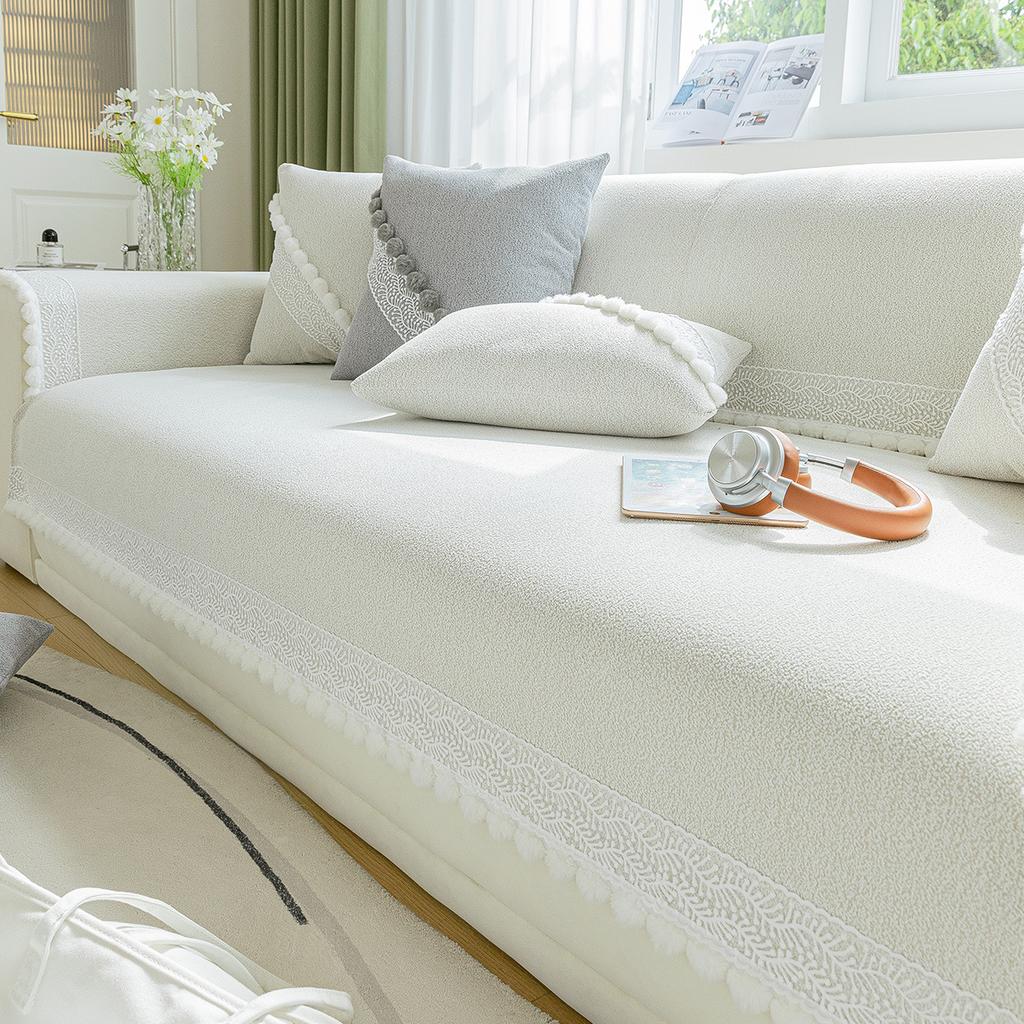 Premium Chenier Super Long Straight Row Sofa Cushion Universal In All Seasons, High-Grade Non-Slip Seat Cushion Cover, Autumn And Winter Cover