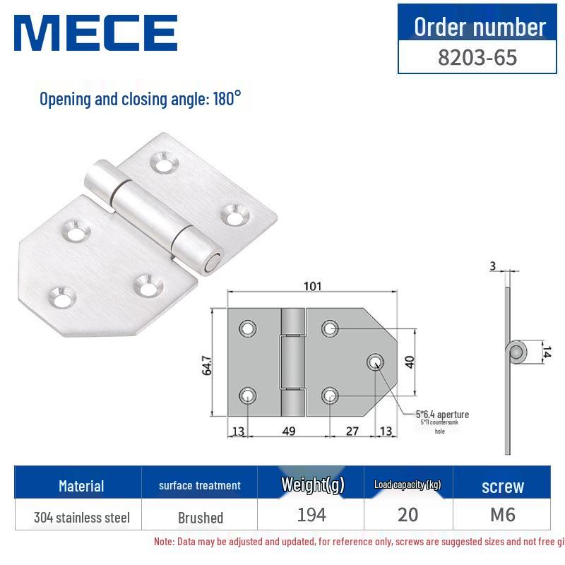 304 Stainless Steel Thickened Cabinet & Wooden Door Hinges