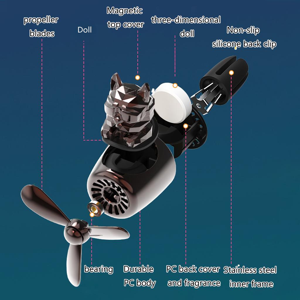 Kreative Auto Parfüm Dekoration Rotierender Propeller Auto Lüftungsschlitz Duft Magnetisches Design Hund Pilot Auto Innenzubehör