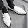 Fashion New Men's White Patent Leather Casual Shoes Luxury Designer Male Formal Wedding Dress Monk Strap Loafers Homecoming Footwear