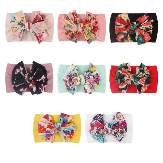 Fashion Floral Childrens Hair Accessories Headband Soft Wide-Brim Elastic Hairband Baby Headwear Comfortable