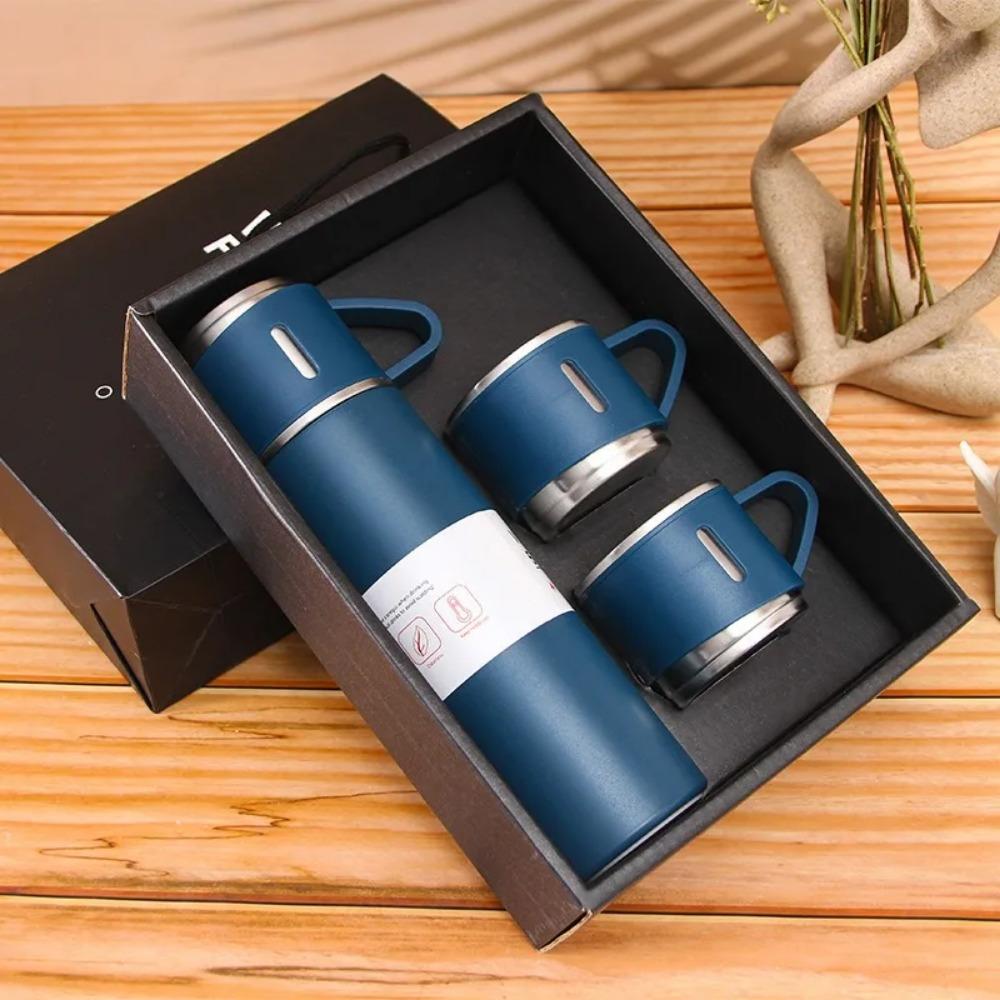 304 Stainless Steel Insulated Cup Tea Cup, One Cup with Three Lids, Business Gift Box Set, Outdoor Water Cup, Event Gift