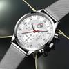 Modische Herrenuhr aus Edelstahl, leuchtende Kalender-Quarzuhr für Herren