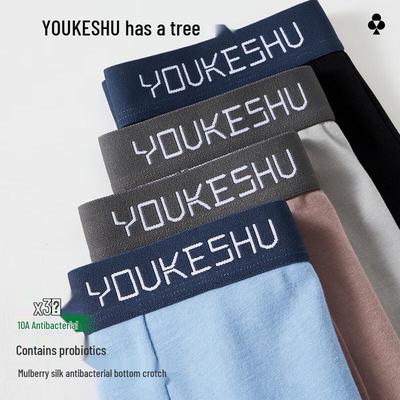 You Ke Shu Men's Mulberry Silk Cotton Antibacterial Boxer Briefs