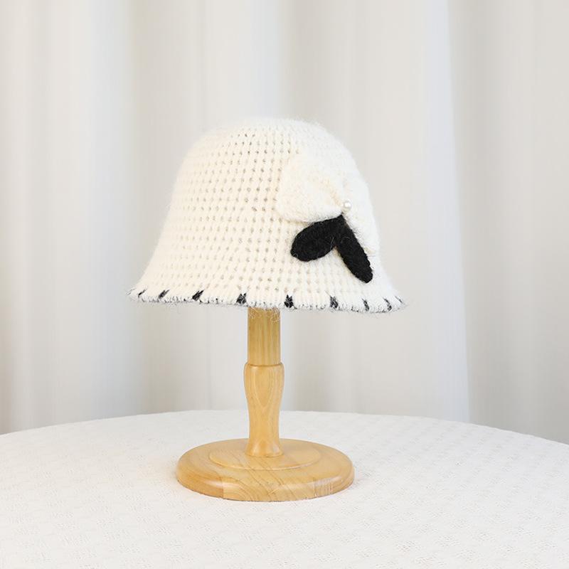 Autumn and winter warm bucket hat small face fashion ear protector basin hat versatile knitted wool hat women