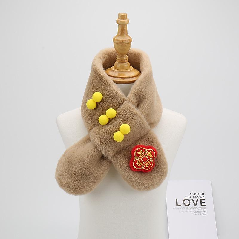 

Children s Plush Winter Scarf - Cartoon Style Neck Warmer for Toddler Boys & Girls, Christmas Windproof Gaiter 75cm x 10cm хаки