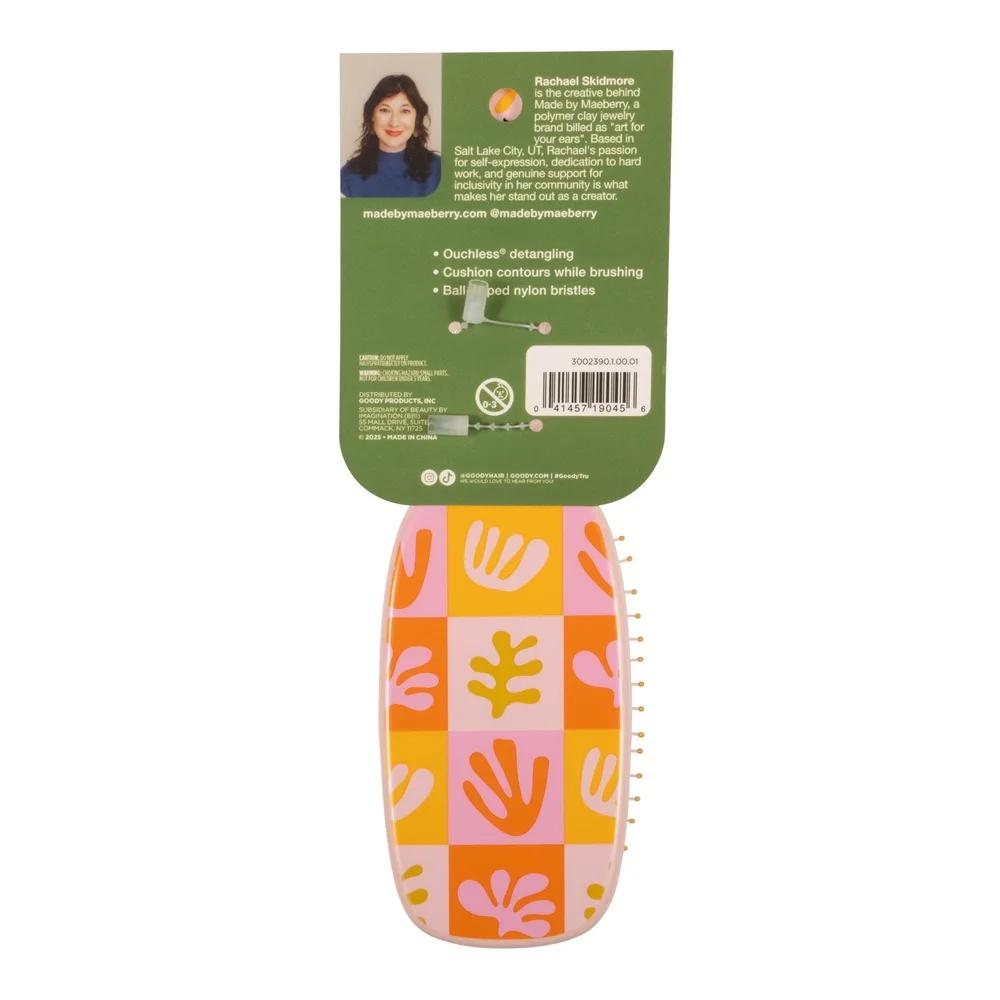 Ouchless Detangler Brush Cushion Brush All Hair Types Ergonomic Handle Tangle Free Styling Ball Tipped Nylon Bristles