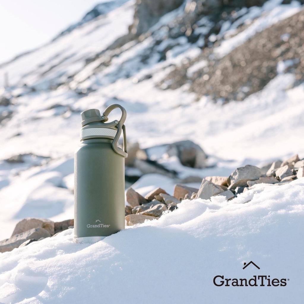 GRANDTIES Premium Vacuum Insulated Stainless Steel Wide Mouth Water Bottle, 946ml, Available in 9 Colors, Includes Two Lids, Easy-to-Clean Large