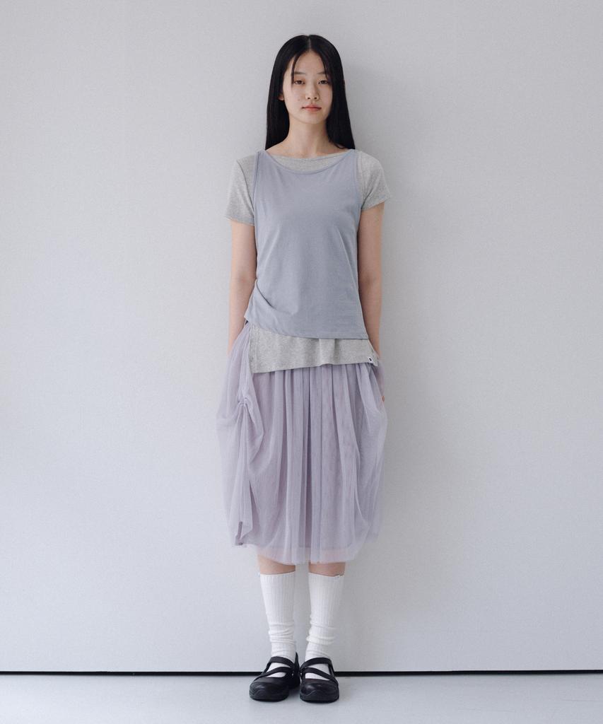 Ohesio Two-Way Layered T-Shirt, Gray