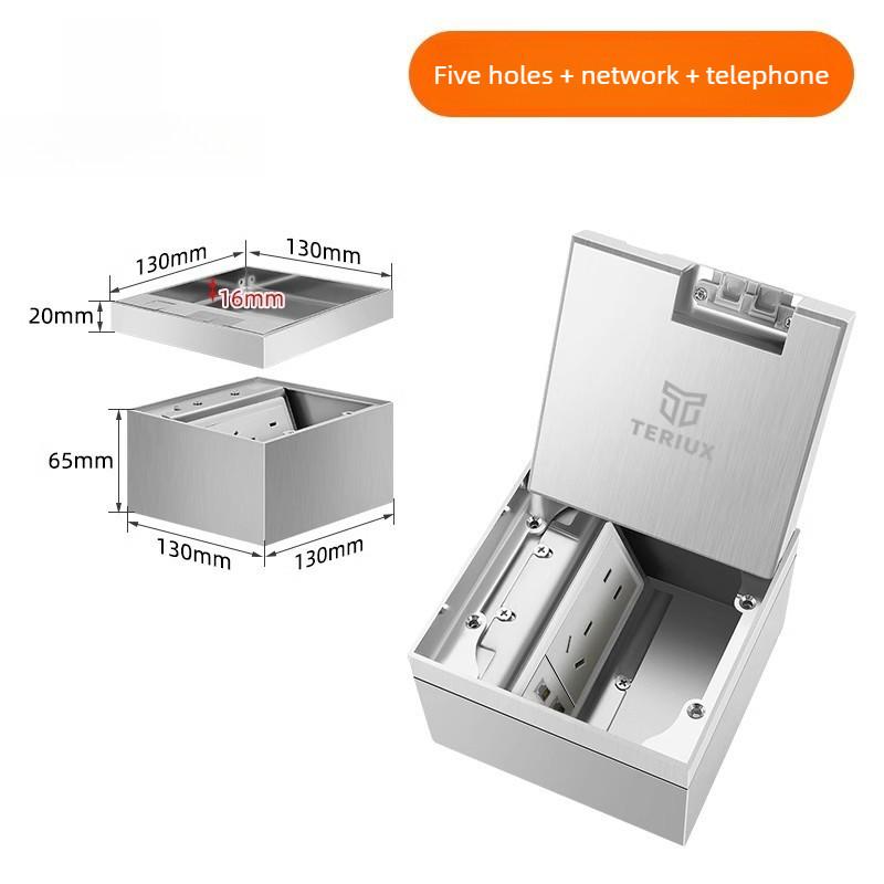 Stainless Steel Waterproof Power Socket Household Invisible Embedded Floor Socket Flat And Ultra-thin Socket