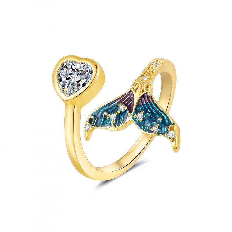 Qi Yu Damen Meerjungfrauenflosse Ring - Einzigartiges Süßes Cooles Offenes Design