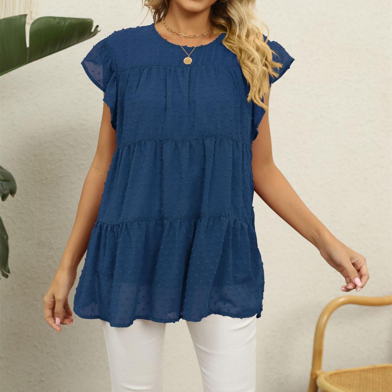 DAFIFY женские модные летние повседневные однотонные футболки и топы с короткими рукавами — фото 8