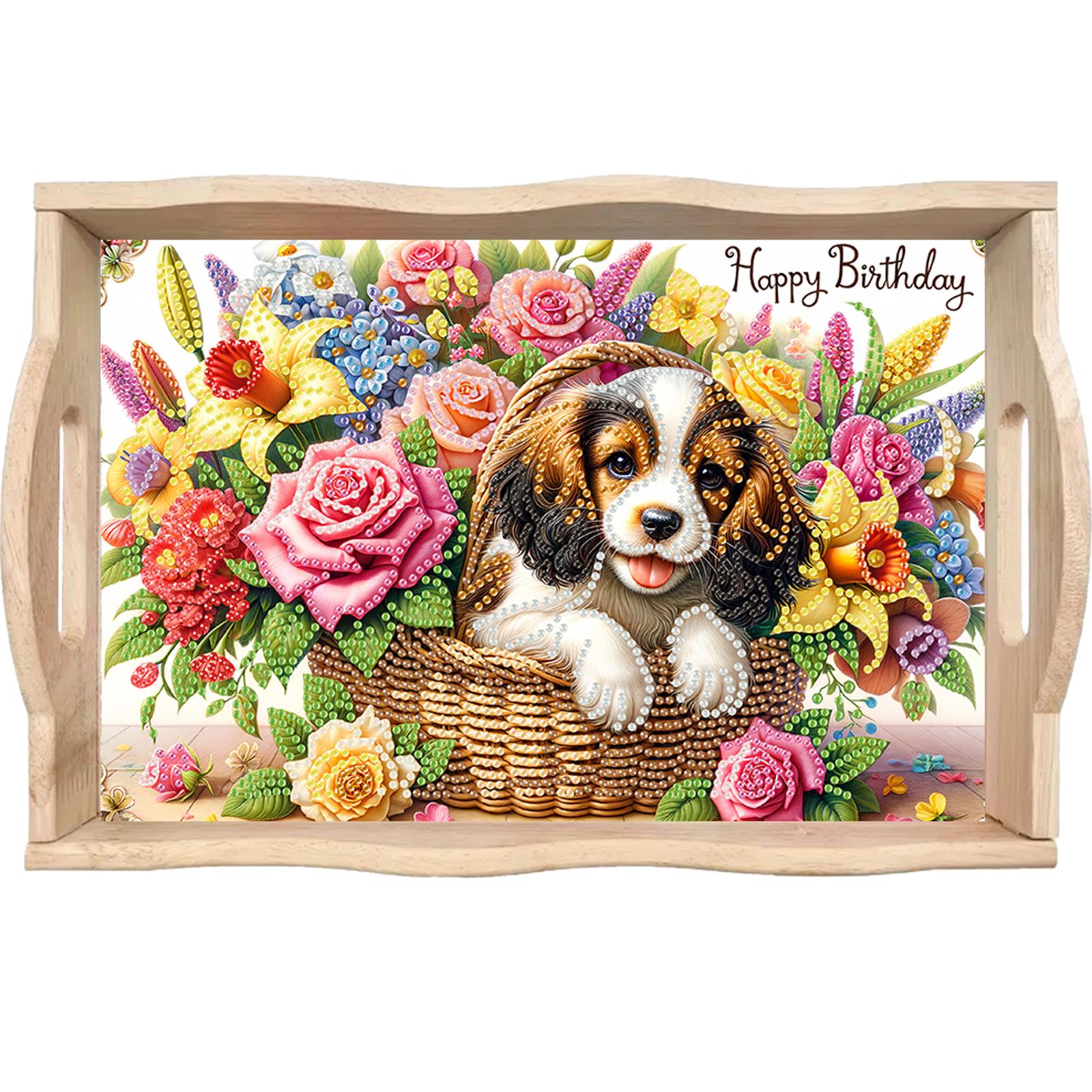 Diamond Art Painting Wooden Serving Tray with Handle Serving Platter Arts and Craft Gifts Trays Decor Gift Home Decor