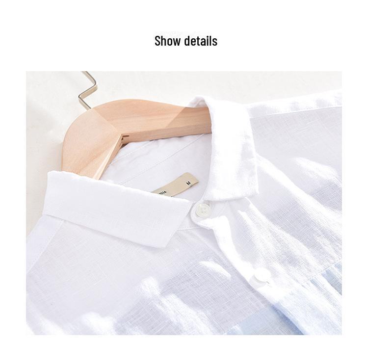 1728 Men's Breathable Loose-Fit Linen Square Collar Short Sleeve Shirt