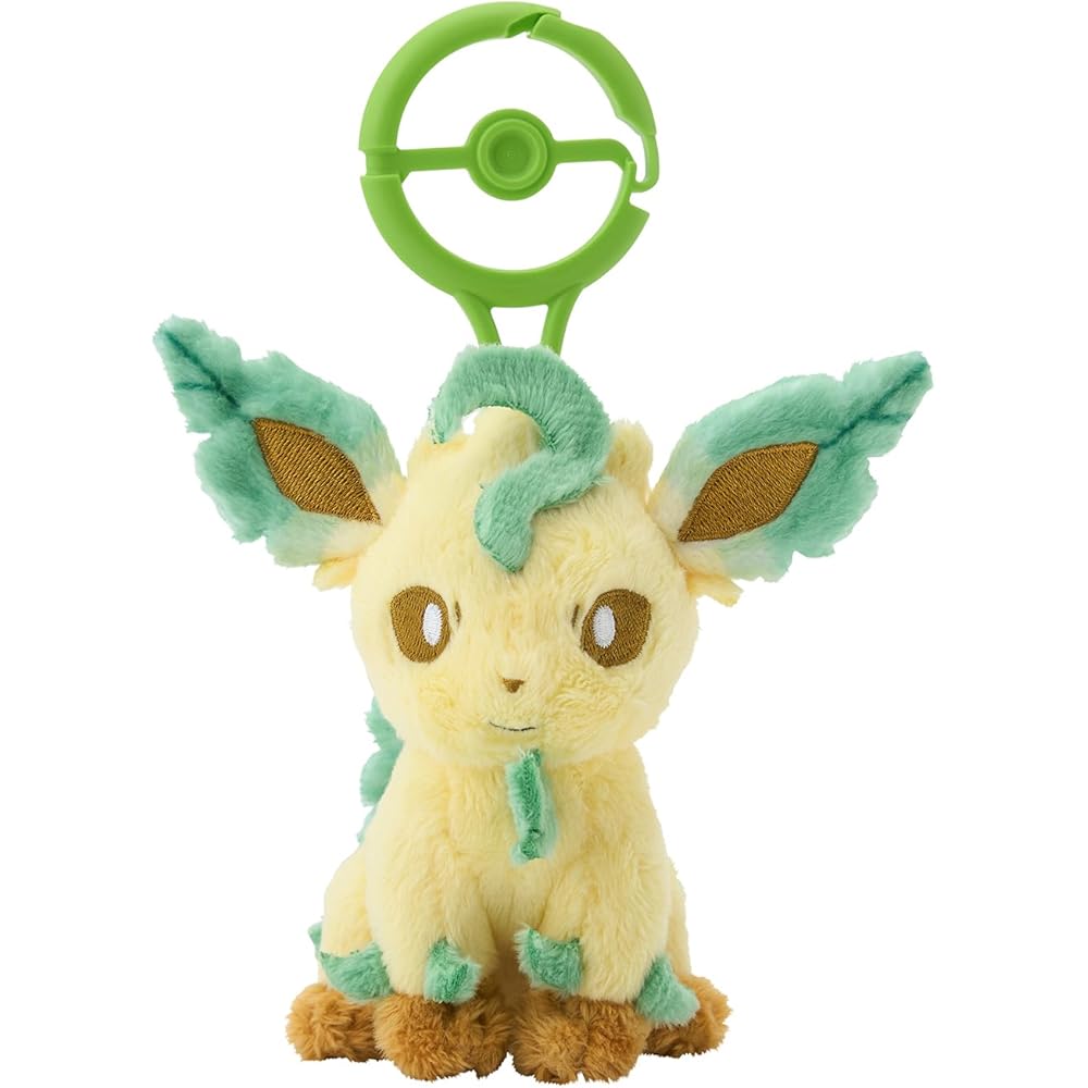 Pokemon Center Original Leafeon Keychain Mascot with Carabiner Green