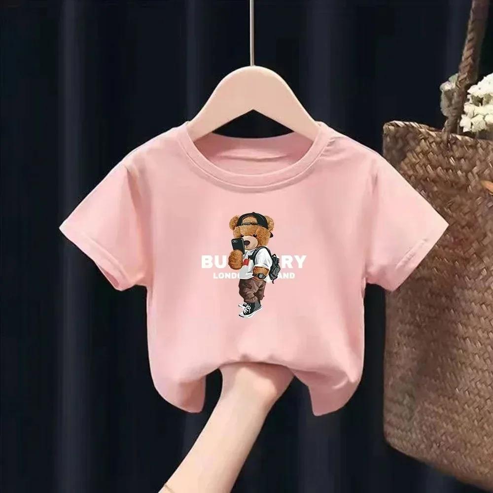 Fashion Baby Kids T-shirt  Luxury Brand Print Shirt Summer Boy Girl Clothes Short Sleeve Funny Kawaii Children Casual Tops