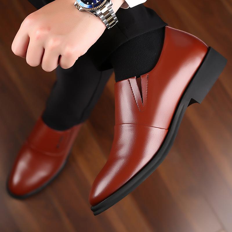 Summer New Leather Leather Shoes Business Dress Casual Shoes Cowhide Slip-on Shoes Men All-match Wedding Shoes