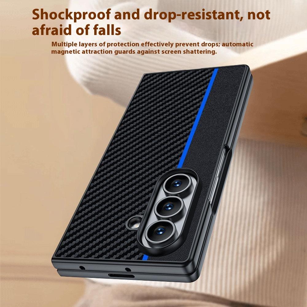 For Samsung Galaxy Z Fold7 5G Case Carbon Fiber Texture Leather + PC Anti-Drop Folding Phone Cover