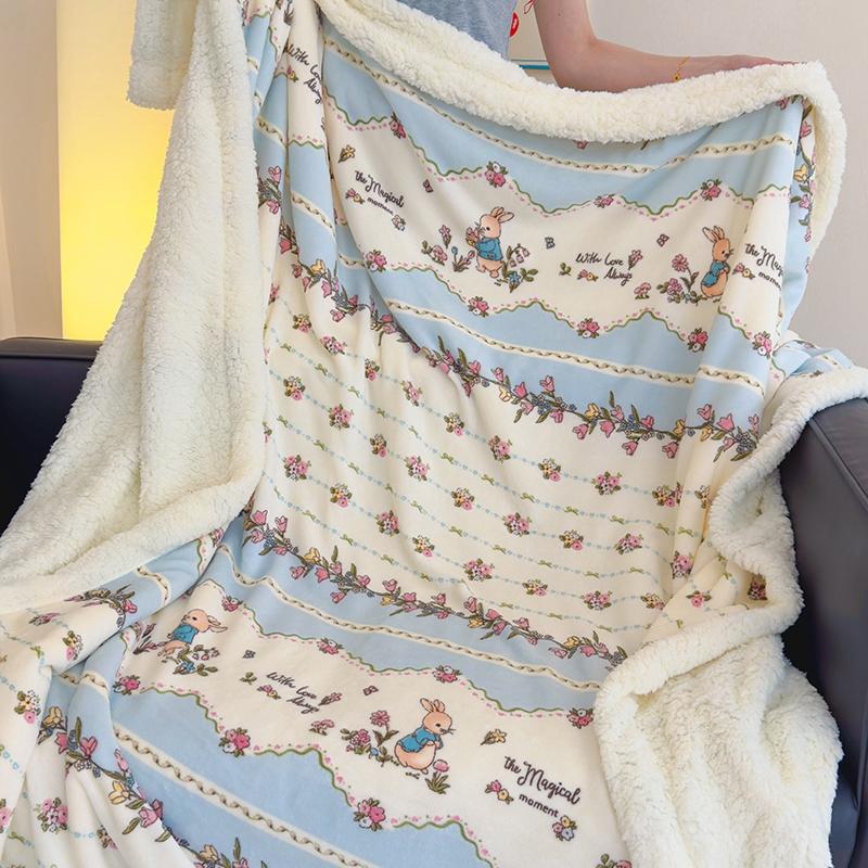 Pink Letter Thickened Throw Blanket Girl Woman Children's Bedroom Warm Soft Sleeping Blanket Queen Fashion Black Bow Blankets