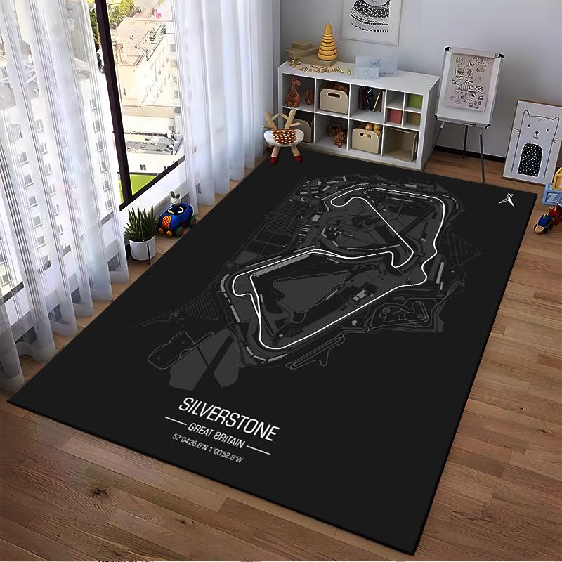 Silverstone Circuit Map Rug - Non-slip Rug Suitable for Living Room and Bedroom Sofas.
