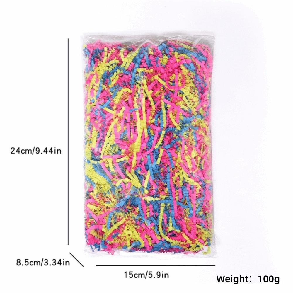 100g/Beutel Gewelltes Buntes Raffia-Crêpepapier Konfetti DIY Hochzeitsfeier Macaron-Farbe Knitterndes Crêpepapier