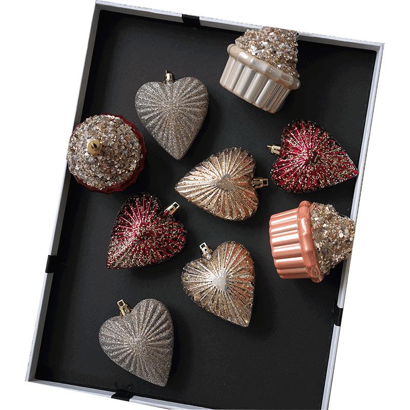 Christmas Tree Pendant, Cake Design, Heart-shaped Decoration, Handmade DIY Pendant, Holiday Decoration, Pendant, Plastic Ball Set