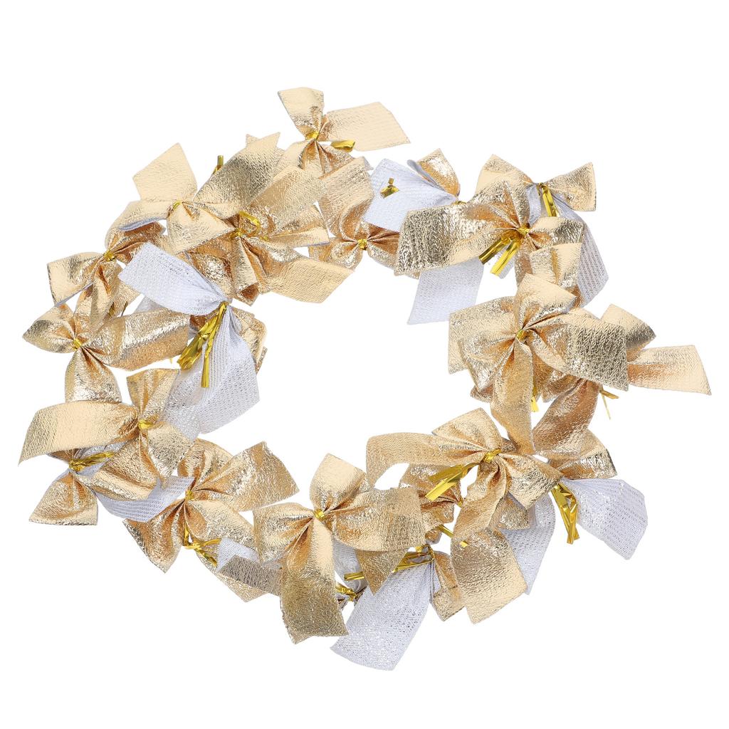 24Pcs Christmas Bowknots Glitter Decorative Ribbon 55Cm Tree Festival Party DIY Craft Wedding Hair Accessories