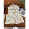 Brocade jacquard round neck retro literary vest women's spring and autumn new small fresh design vest top