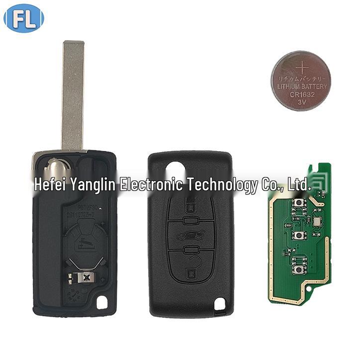 Compatible Peugeot 308 3-Button Folding Remote, 433 MHz Frequency, 46 Chip