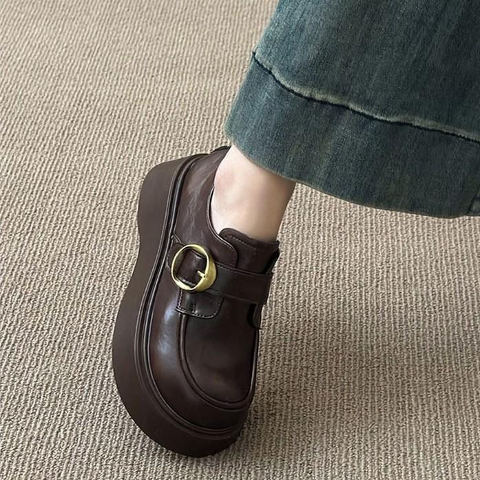 Platform British style small leather shoes women's 2025 spring and autumn new one-pedal black jk single shoes lazy Doudou loafers