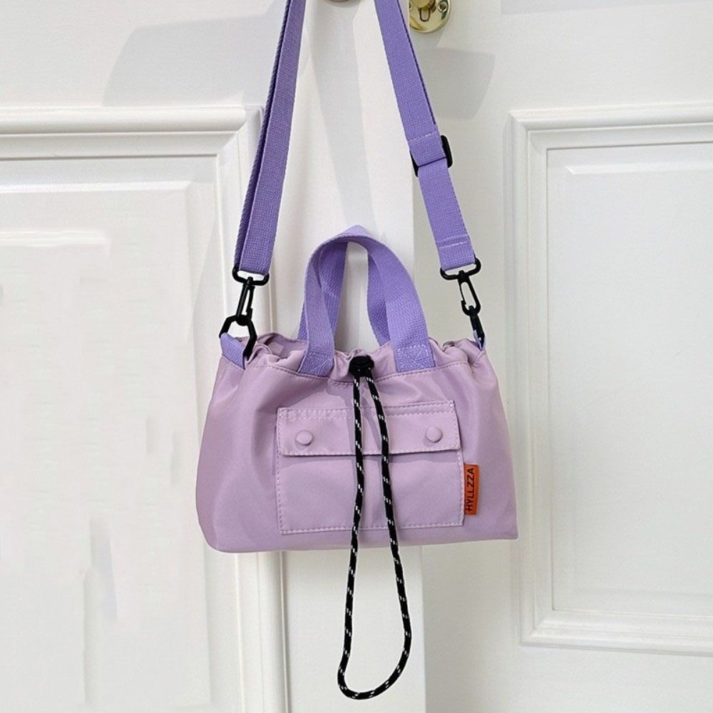 Cloth Nylon Crossbody Bag Contrast Color Drawstring Bucket Bag Fashion Shoulder Pouch  Students