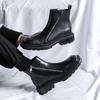 Chelsea Boots Square Head Lederschuhe Britischer Stil Schwarz Medium Top Kurze Stiefel Doppelreißverschluss Martin Stiefel Trend 4512-R