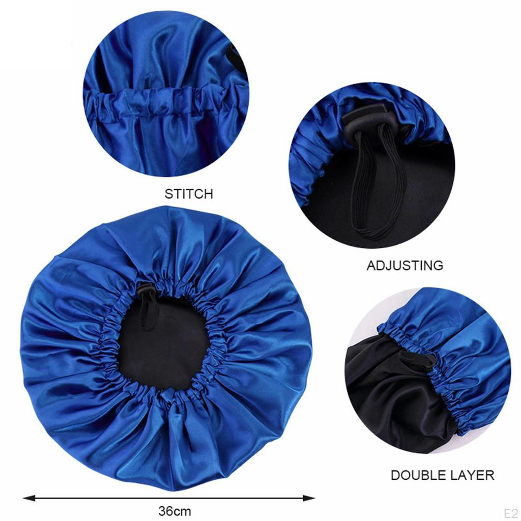 Satin Bonnet Head Wear Adjusting Night Sleep Hat for Bath Long Straight Hair