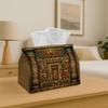 1pc Ancient Egyptian Decorative Temple Relief Tissue Box with Storage Organizer for Home, Kitchen, Car, Spill-Resistant And Easy-Clean Design, Suitabl