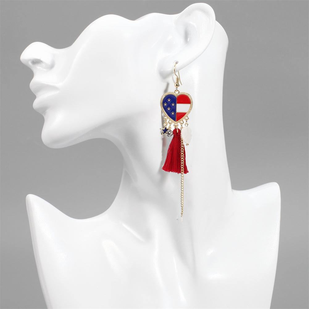 Kolip July 4th Earrings For Women Girls Zinc Alloy Imitation Pearl Drop Dangle Earrings PatrioticFringe Drop Earrings