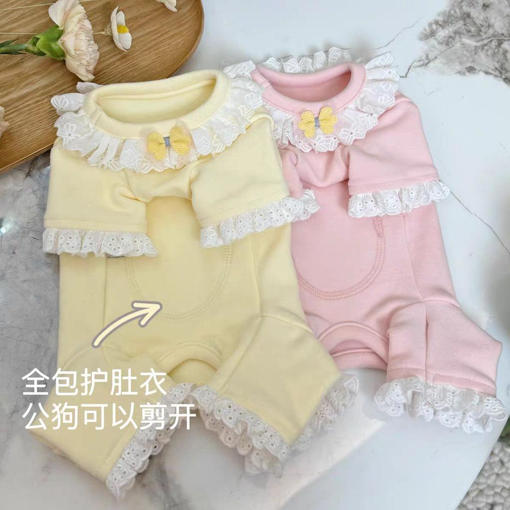 Autumn and Winter Pet Four Legged Base Shirt Princess Lace Teddy Cat Jumpsuit Dog Pajamas Puppy Clothes for Small Dogs