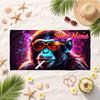 Trendy Monkey (1) Custom Name Beach Towel Soft Towel Gift for Beach Pool Swimming Vacation