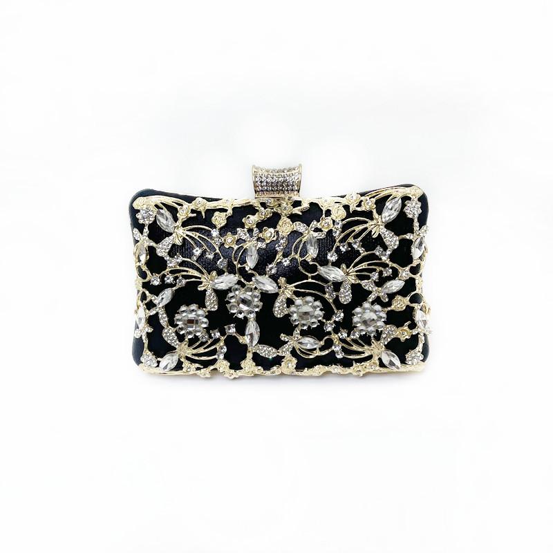 

Shinny Glitter Evening Bags Rhinestone Hard-Surface Box Bags Elegant Female Wedding Shoulder Pouch Banquet Party Luxury Purse чёрный
