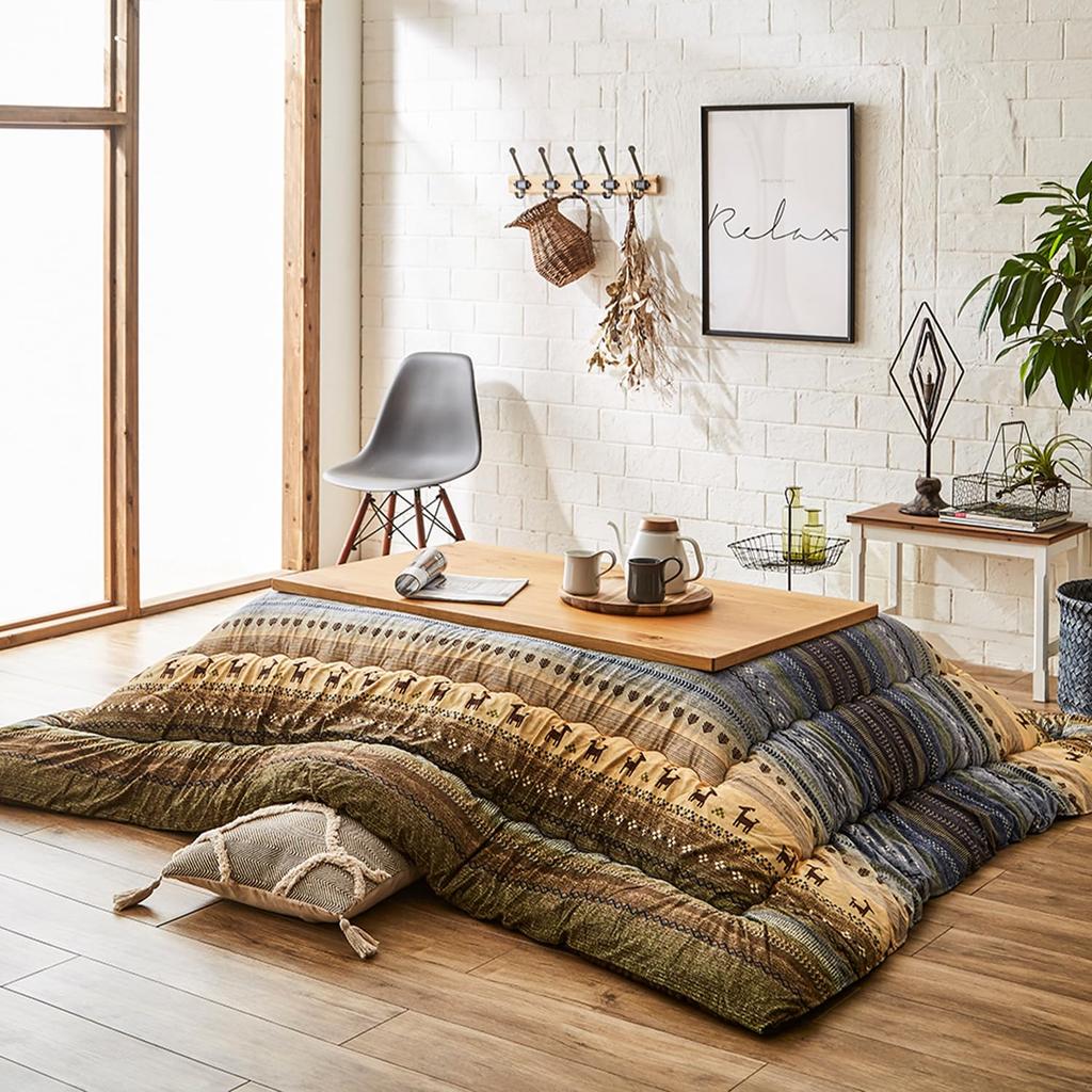 IKEHIKO Kotatsu Comforter, Square, Radi, Approx. 205 x 205 cm, Green, Washable, Made in Japan #5185119