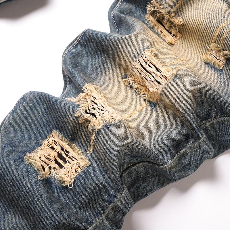 2024 Four Seasons Wear Neue zerrissene Jeans für Herren im europäischen und amerikanischen Stil